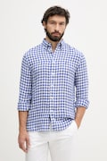 Tommy Hilfiger koszula męska lniana niebieska w kratkę MW0MW42401