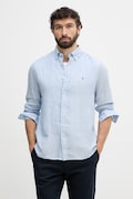 Tommy Hilfiger košeľa pánska ľanová modrá hladká MW0MW41530