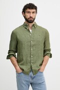 Tommy Hilfiger košeľa pánska ľanová zelená hladká MW0MW41530