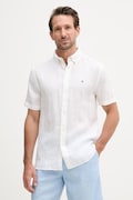 Tommy Hilfiger cămașă pentru bărbați, din in albă simplă MW0MW41531