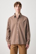 A.P.C. Malo Logo košulja od pamuka za muškarce smeđa prugice COHLH.H12553