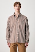 A.P.C. Malo Logo košile bavlněná pánská hnědá COHLH.H12553