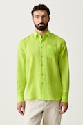 Vilebrequin camicia da uomo in lino verde liscia CRSE3U01