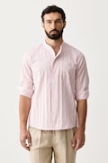 United Colors of Benetton cămașă pentru bărbați, din bumbac roz cu dungi 5QUHUQ06Z