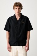 Fred Perry koszula męska z lnem czarna gładka M9894