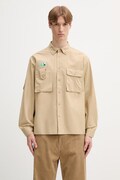 Human Made Men's cotton shirt beige printed HM31SH010