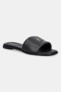 Tommy Hilfiger klapki damskie skórzane TH LOGO HARDWARE LEATHER MULE czarne FW0FW09292