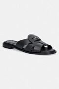 Tommy Hilfiger чехли дамски от кожа COIN LEATHER SANDAL черни FW0FW09126