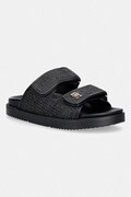Tommy Hilfiger klapki damskie DOUBLE STRAP RAFFIA SANDAL czarne FW0FW09122