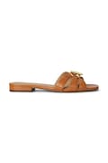 Lauren Ralph Lauren șlapi de piele Blike Slide culoarea maro, 802982875006