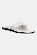 Calvin Klein șlapi pentru femei, din piele FLAT SANDAL THONG LTH bej HW0HW02866