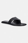 Calvin Klein șlapi pentru femei, din piele FLAT SANDAL THONG LTH negri HW0HW02866