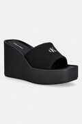 Calvin Klein pantofle dámské na klínku WEDGE 70 SNDL CANV MG černé HW0HW03134