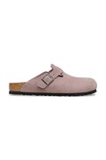 Birkenstock klapki zamszowe Boston damskie kolor fioletowy 1031577