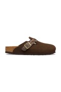 Birkenstock klapki zamszowe Boston damskie kolor brązowy 1031716