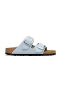 Birkenstock klapki nubukowe Arizona Big Buckle damskie kolor niebieski 1031833