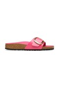 Birkenstock klapki skórzane Madrid Big Buckle damskie kolor różowy 1031844