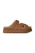 UGG klapki zamszowe W Greenport Cross Strap Slide damskie kolor brązowy 1178470.CHE