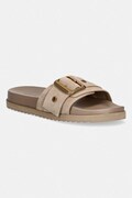 AllSaints klapki skórzane Ellie Western Sandal damskie kolor beżowy W039FE