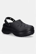 Crocs klapki Classic Stacked Clog damskie kolor czarny na platformie 211355