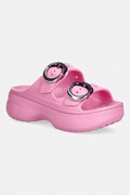 Crocs klapki na platformie damskie Saturday Platform Dipped Buckle Sandal różowe 213246