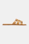 Coach klapki z odkrytymi palcami damskie skórzane Lena Leather Slide Sandal beżowe CDE78