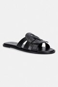 Coach σαγιονάρες γυναικείες δερμάτινες Lena Leather Slide Sandal μαύρες CDE78