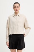 Weekend Max Mara koszula lniana CAPO damska kolor beżowy relaxed z kołnierzykiem klasycznym 2615041022600