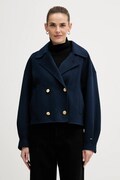 Tommy Hilfiger płaszcz z dodatkiem wełny kolor granatowy WW0WW47759