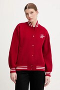Tommy Hilfiger kurtka bomber z dodatkiem wełny kolor czerwony przejściowa oversize WW0WW47760