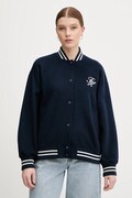 Tommy Hilfiger kurtka bomber z dodatkiem wełny kolor granatowy przejściowa oversize WW0WW47760