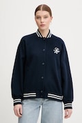 Tommy Hilfiger kurtka bomber z dodatkiem wełny kolor granatowy przejściowa oversize WW0WW47760