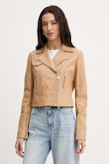 Pinko kurtka skórzana kolor beżowy przejściowa 106247 A32I