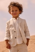 Mayoral marynarka z domieszką lnu dziecięca kolor beżowy 3437