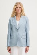 Weekend Max Mara marynarka lniana NALUT kolor niebieski jednorzędowa gładka 2615041072600
