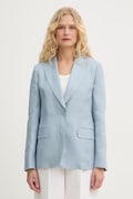 Weekend Max Mara marynarka lniana NALUT kolor niebieski jednorzędowa gładka 2615041072600