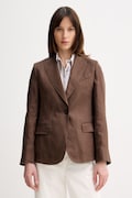 Weekend Max Mara marynarka lniana NALUT kolor brązowy jednorzędowa gładka 2615041072600