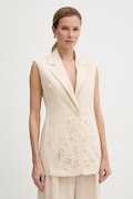 Twinset kamizelka jednorzędowa damska z lnem beżowa 261TP2314