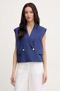 Fracomina kamizelka z dodatkiem lnu kolor granatowy jednorzędowa FS26SJ1001W62201