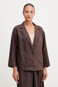 United Colors of Benetton sacou cu un singur rând de nasturi pentru femei, din in maro 2AGHDW03J