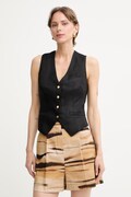 Elisabetta Franchi γιλέκο γυναικείο με λινό μαύρο GL00862E2