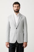 Tommy Hilfiger jednoradové sako pánske s viskózou sivé MW0MW41795