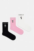 Karl Lagerfeld ponožky dámské s bavlnou K/IKON 3-pack růžové A4W47037