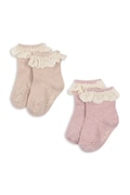 Konges Sløjd skarpety dziecięce GLITTER FRILL SOCKS 2-pack różowe KS105221