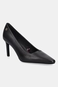 Tommy Hilfiger szpilki skórzane TH LOGO LTH PUMP SLANTED HL kolor brązowy FW0FW09008