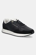 Tommy Hilfiger sneakersy skórzane MONOGRAM MIX MATERIAL RUNNER damskie kolor czarny FW0FW09267