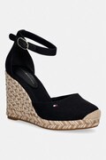 Tommy Hilfiger espadrily na klínku dámské FLAG HIGH WEDGE ESPAD CLOSED TOE černé FW0FW09225