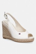 Tommy Hilfiger sandały na koturnie FLAG HIGH WEDGE ESPAD SLINGBACK białe FW0FW09343