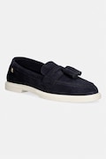 Tommy Hilfiger mokasyny damskie zamszowe LIGHT SUEDE TASSEL LOAFER granatowe FW0FW09285