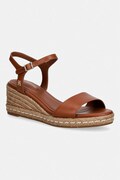 Tommy Hilfiger sandale s klinastom potpeticom od kože MID WEDGE ESPAD LEATHER smeđe FW0FW09340